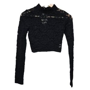 Flamingo Black Lace Long Sleeve Blouse